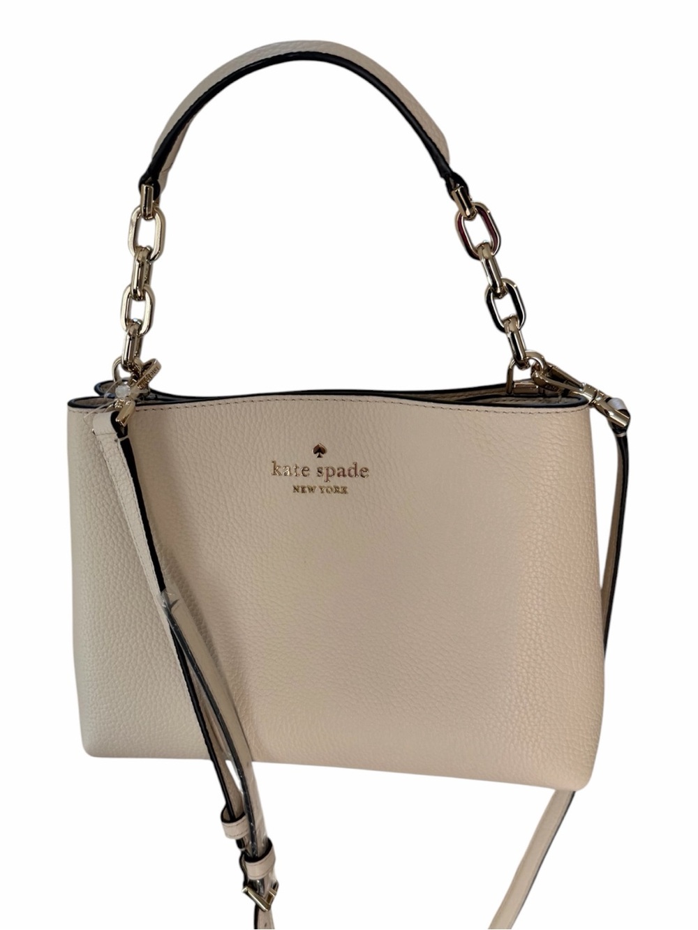 ♠️KATE SPADE Pebbled Leather Crossbody in Off-white/Cream with Gold Accents. NWT